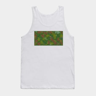 Olive Green Floral Pattern Tank Top